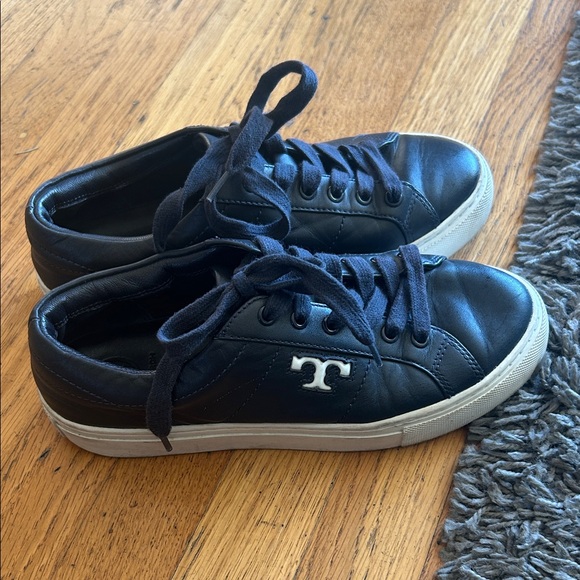 Tory Burch Shoes - Tory Burch Womens Amalia Nappa Leather Sneakers Size 5 Navy Blue